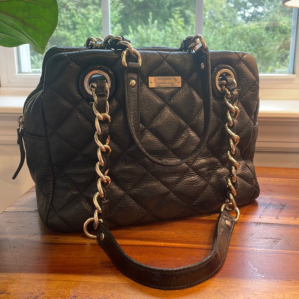 Black Quilt Leather and Chain Kate Spade Handbag